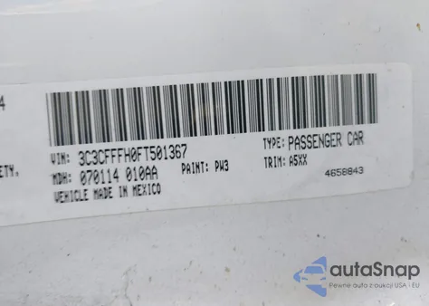 2015 Fiat 500 Abarth z USA, uszkodzony, nr VIN 3C3CFFFH0FT501367